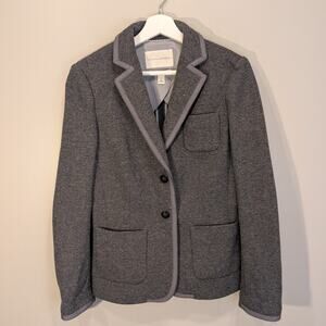 Banana Republic Gray WoolBlend Blazer Grosgrain Trim Business Casual - Size 10